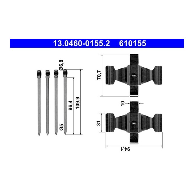 Set accesorii, placute frana ATE