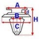 Clema tapiţerie ROMIX, pin de tapiterie, 10 buc, dimensiuni: A 14 mm, D 3 mm, B 8 mm, H 21 mm, C 11 mm