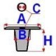 Contra element de fixare ROMIX pentru MERCEDES, OPEL, FORD COUGAR, pin de tapiterie, dimensiuni A: 14,5mm, B: 12,8mm, C: 3,9mm, H: 12,5mm, 10 buc