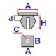 Clema tapiţerie ROMIX, cub de montare capac inferior motor, 5 buc, dimensiuni: A 19 mm, B 15 mm, H 3 mm