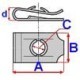 Clema tapiţerie ROMIX pentru MERCEDES, 25 buc., dimensiuni A: 10,7 mm, B: 8,1 mm, C: 2 mm, D: 2,5 mm