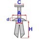 Clema tapiţerie ROMIX, piesă de extindere, aplicatie mocowania słupków wewnętrzni, 10 buc, dimensiuni: A 15,1 mm, ø 7 mm, D 2,8 mm, B 8,3 mm, H 13,5 mm, C 7,8 mm