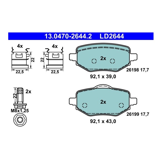 Set placute frana,frana disc ATE