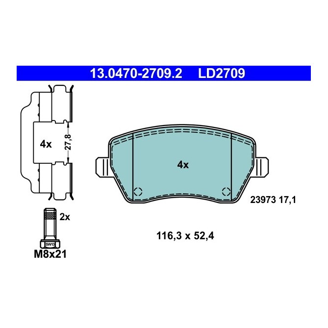 Set placute frana,frana disc ATE