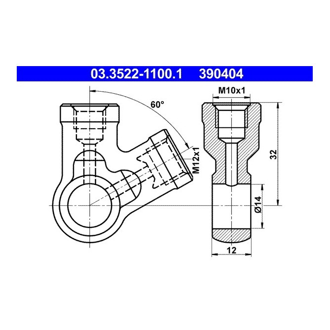 Adaptor, conducte frana ATE