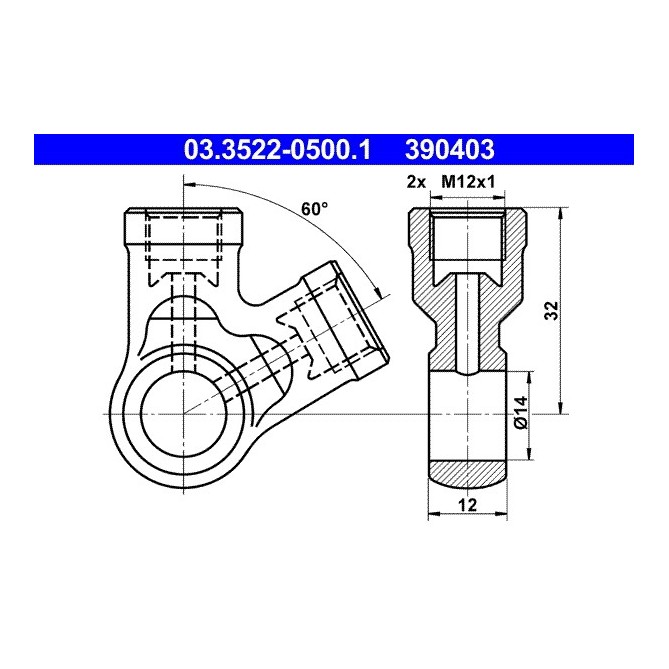 Adaptor, conducte frana ATE