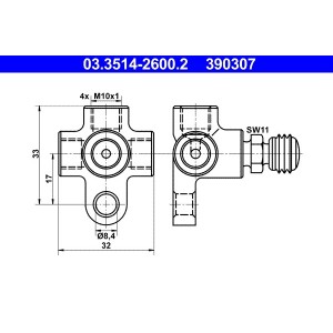 Adaptor, conducte frana ATE