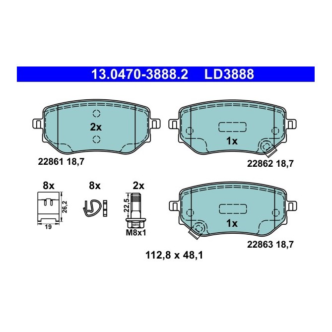 Set placute frana,frana disc ATE