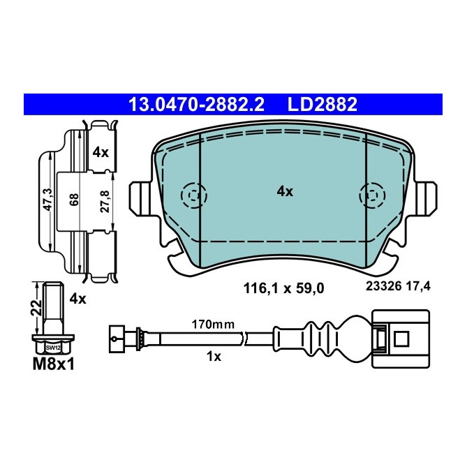 Set placute frana,frana disc ATE