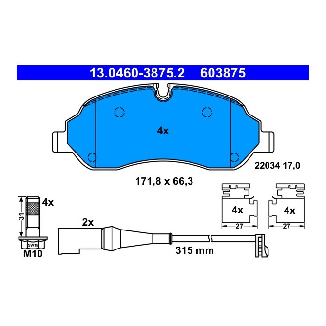 Set placute frana,frana disc ATE