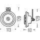 Claxon HELLA 48V 62W 112mm 129mm 116dB Gri Ton Jos ECE 335Hz Conexiune 60mm X7 X9K X4K