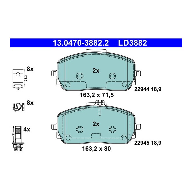 Set placute frana,frana disc ATE