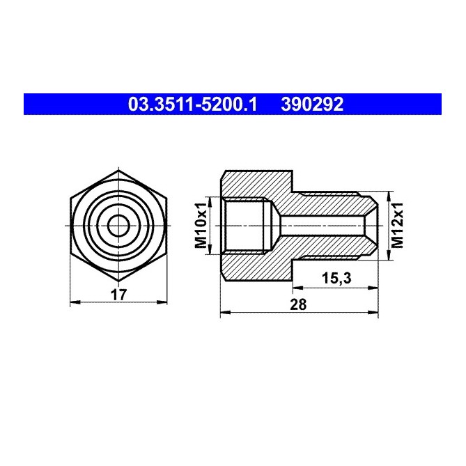 Adaptor, conducte frana ATE