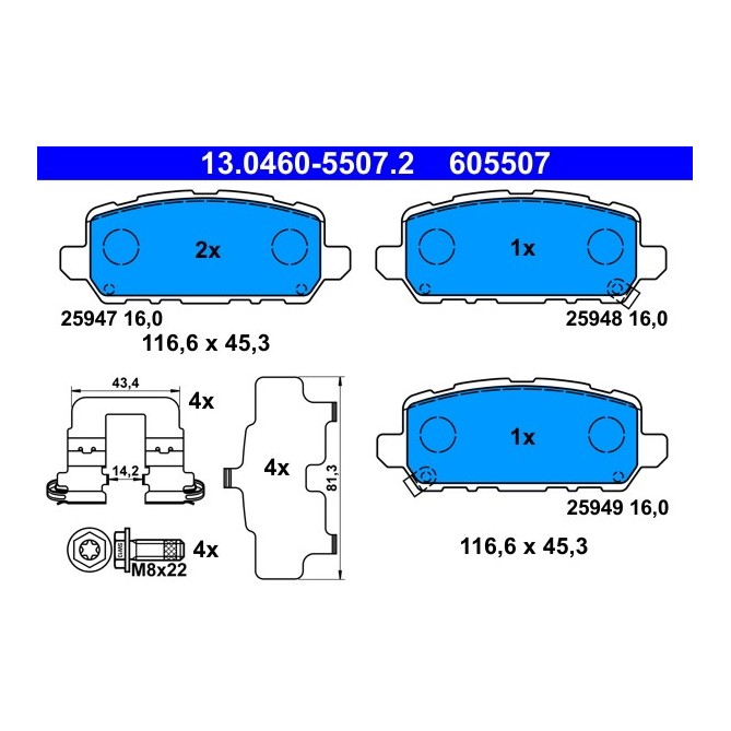 Set placute frana,frana disc ATE