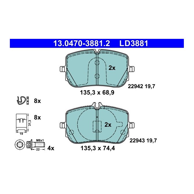 Set placute frana,frana disc ATE