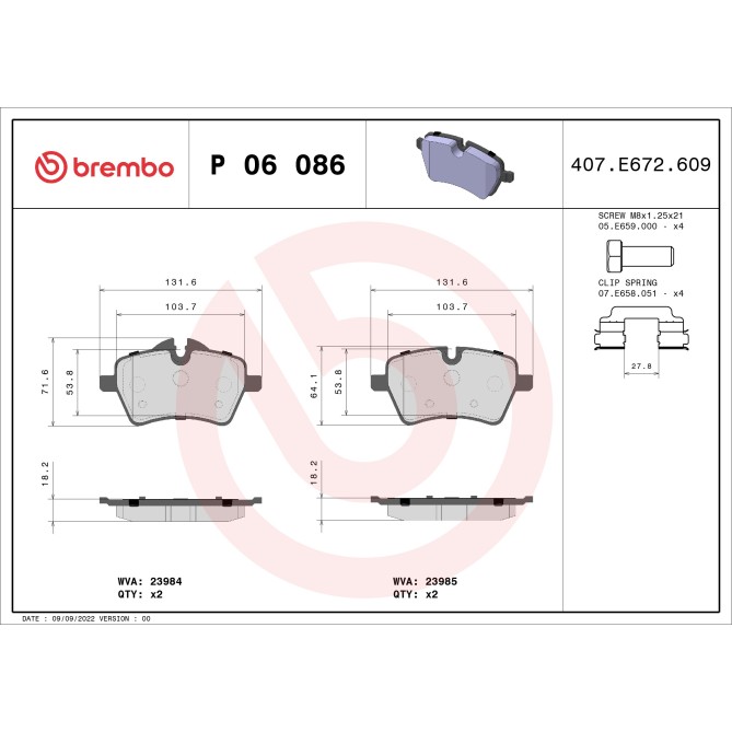 Set placute frana,frana disc BREMBO