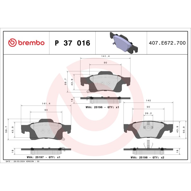 Set placute frana,frana disc BREMBO