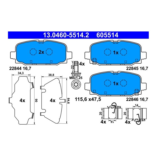 Set placute frana,frana disc ATE