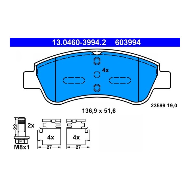 Set placute frana,frana disc ATE