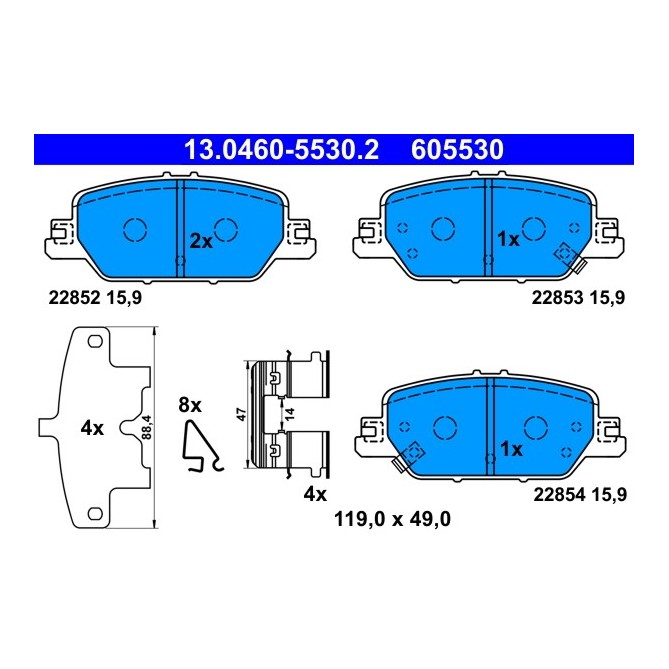 Set placute frana,frana disc ATE