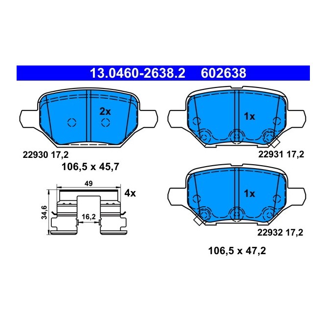 Set placute frana,frana disc ATE