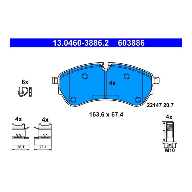 Set placute frana,frana disc ATE