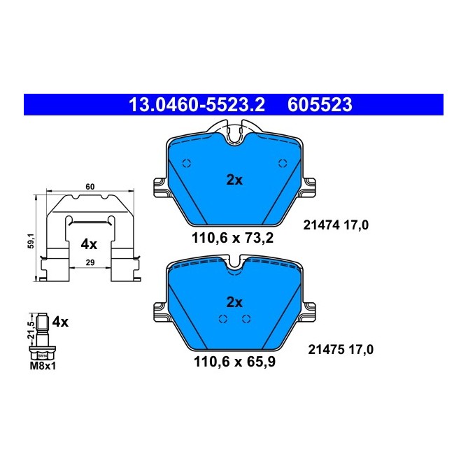 Set placute frana,frana disc ATE