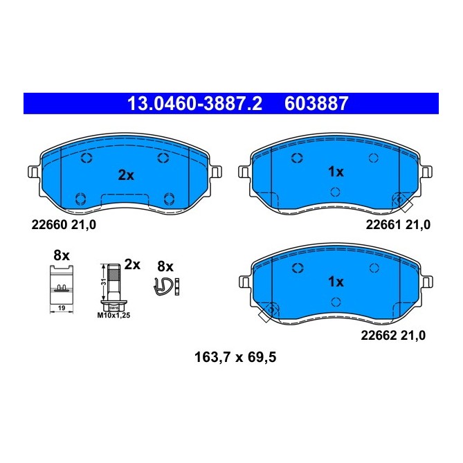 Set placute frana,frana disc ATE