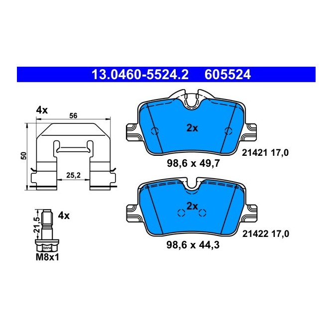 Set placute frana,frana disc ATE