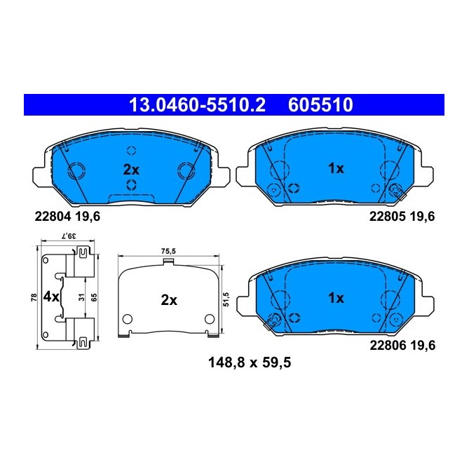 Set placute frana,frana disc ATE