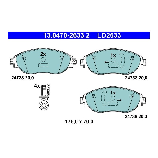 Set placute frana,frana disc ATE