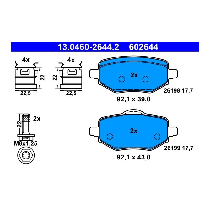 Set placute frana,frana disc ATE