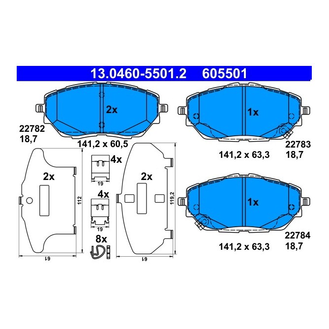 Set placute frana,frana disc ATE