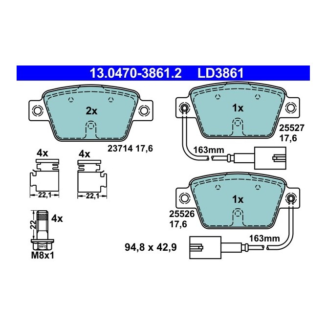 Set placute frana,frana disc ATE