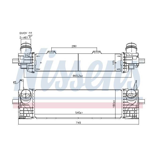 Intercooler, compresor NISSENS