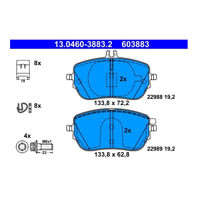 Set placute frana,frana disc ATE