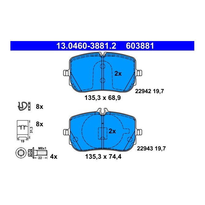 Set placute frana,frana disc ATE