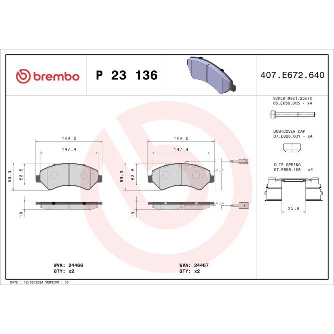 Set placute frana,frana disc BREMBO