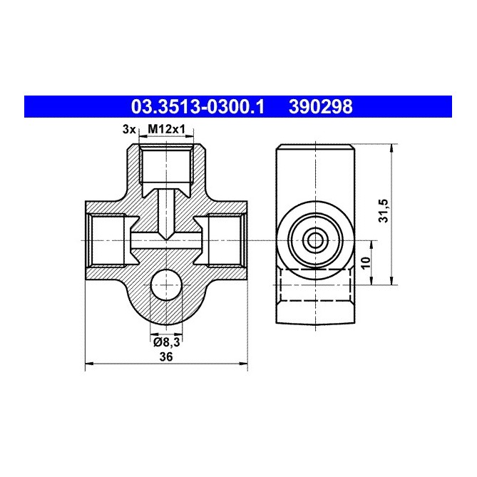 Adaptor, conducte frana ATE