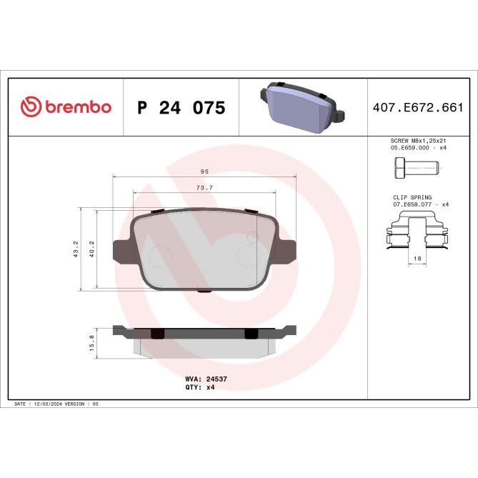 Set placute frana,frana disc BREMBO