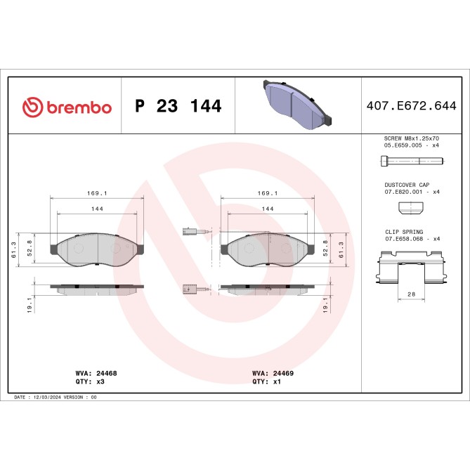 Set placute frana,frana disc BREMBO