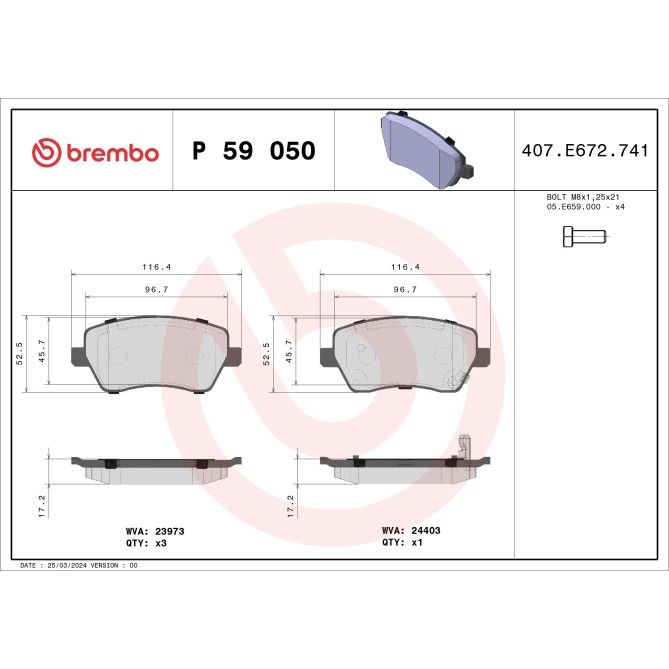 Set placute frana,frana disc BREMBO