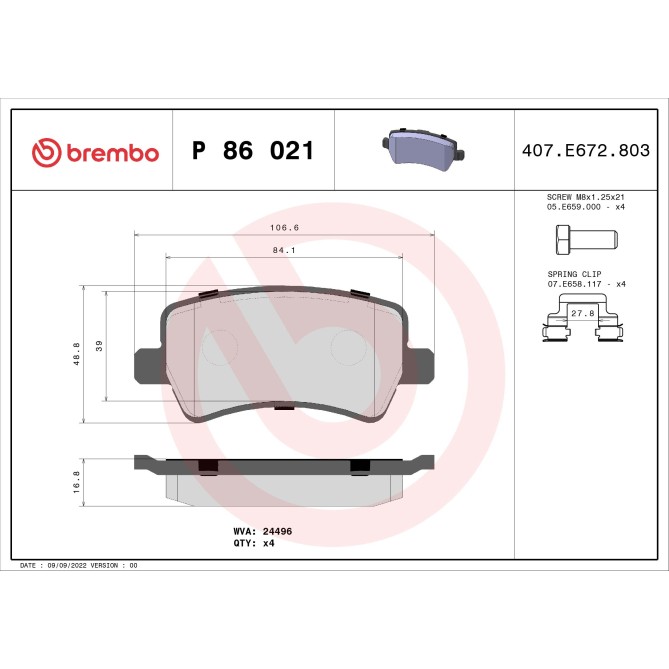 Set placute frana,frana disc BREMBO