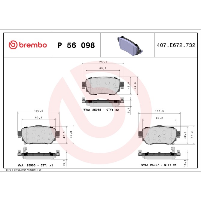 Set placute frana,frana disc BREMBO