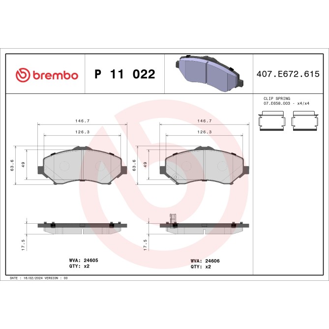 Set placute frana,frana disc BREMBO