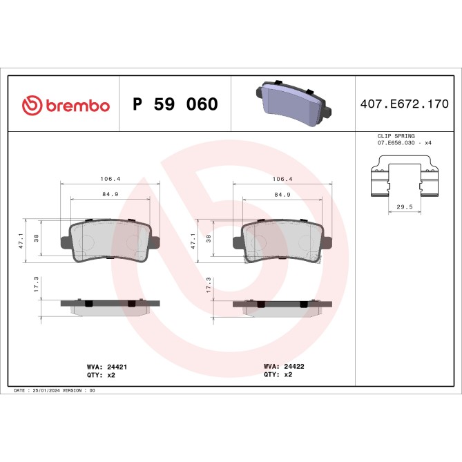 Set placute frana,frana disc BREMBO