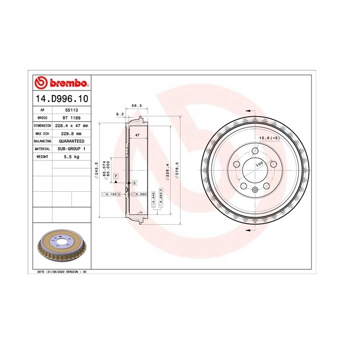 Tambur frana BREMBO