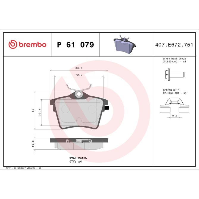 Set placute frana,frana disc BREMBO