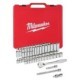 Set scule MILWAUKEE 56 piese profil hexagonal 6 puncte mufa lunga scurta antrenare 3/8 inch in cutie plastic